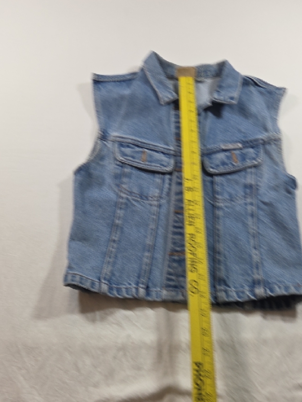 SilverHawk Light Blue Denim Sleeveless Button-Up Vest Cottagecore Biker Layer - Picture 9 of 9